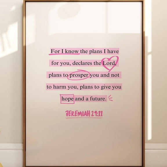Jeremiah 29 11 Wall Art Pastel Pink Christian Wall Art Christian Bible Verse Print Biblical Wall Art Modern Pink Christian Aesthetic Art NO FRAMED POSTER