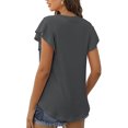 thumbnail image 3 of Blusa De Manga Corta Con Volantes Moda Casual Elegante Cuello Redondo Volantes Manga Corta Camiseta De Verano Gris Oscuro XL, 3 of 5