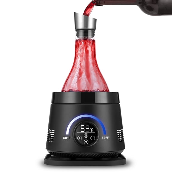 AIchiller LED Electric Wine Chiller - 50oz Glass Decanter with Aerator, Lid for Red, White Wine & Easy Cleaning