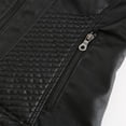 thumbnail image 6 of AZoiNM Women's Solid Textured PU Leather Jacket Stand Collar Casual Long Sleeve Coat, 6 of 13