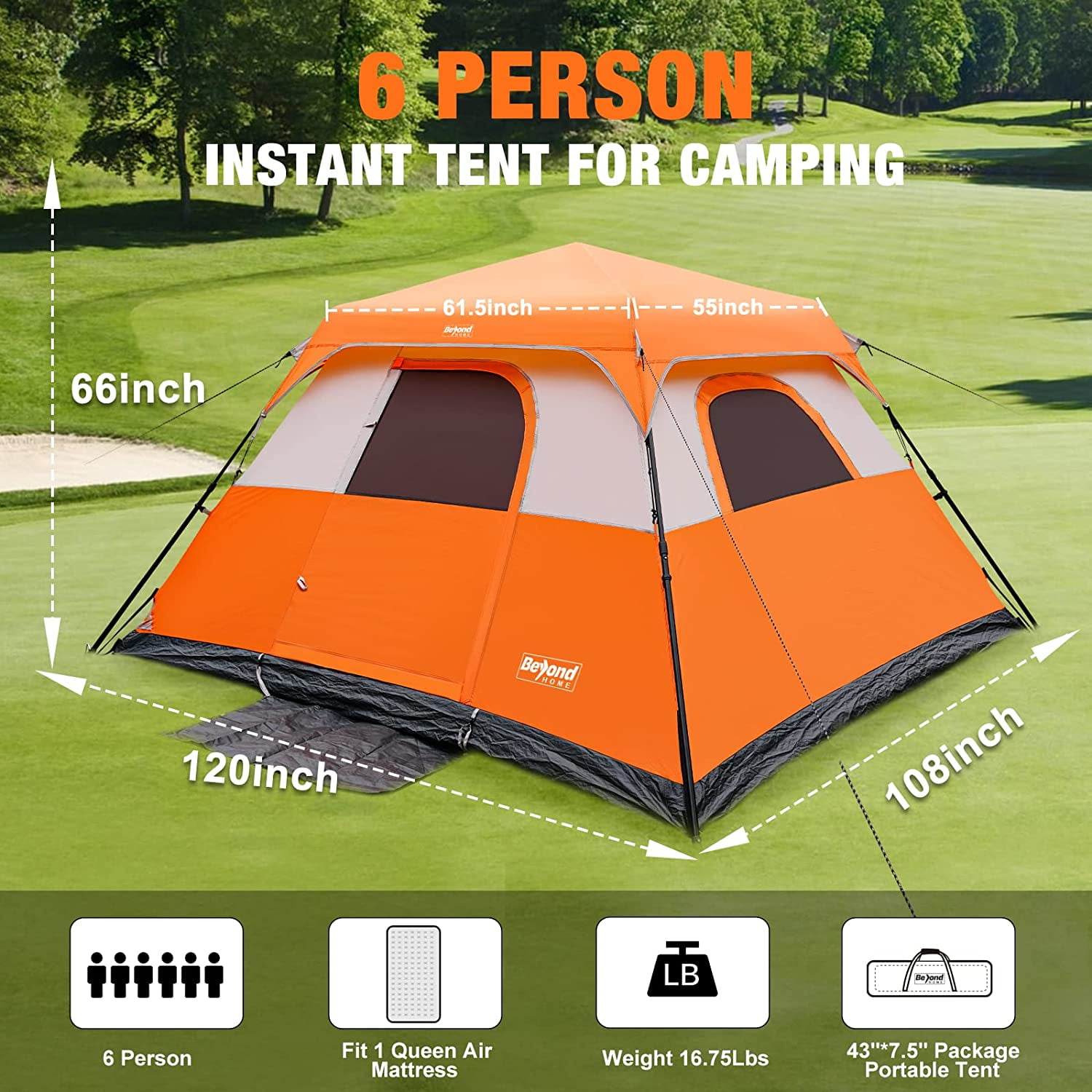 Beangstigend Melbourne mesh BeyondHOME 6-Person Camping Tent, for Family Camping & Hiking, Upgraded  Ventilation - Walmart.com