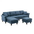 thumbnail image 6 of Reversible L-Shape Sectional Sofa Couch, Comfy Soft Chaise Sectional Sofas, Convertible Couch with Chaise and Removable Ottoman, U Shaped Sectional Couch for Living Room Apartment, Navy, 6 of 7