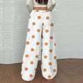 thumbnail image 5 of Palazzo Pajama Pants Women Baggy Wide Leg Fleece Lounge Pants Loose Fit Polka Dot Pajama Pants 2025 Fashion Fall Winter Elastic Waist Pjs Sleep Bottoms Orange XXL, 5 of 5