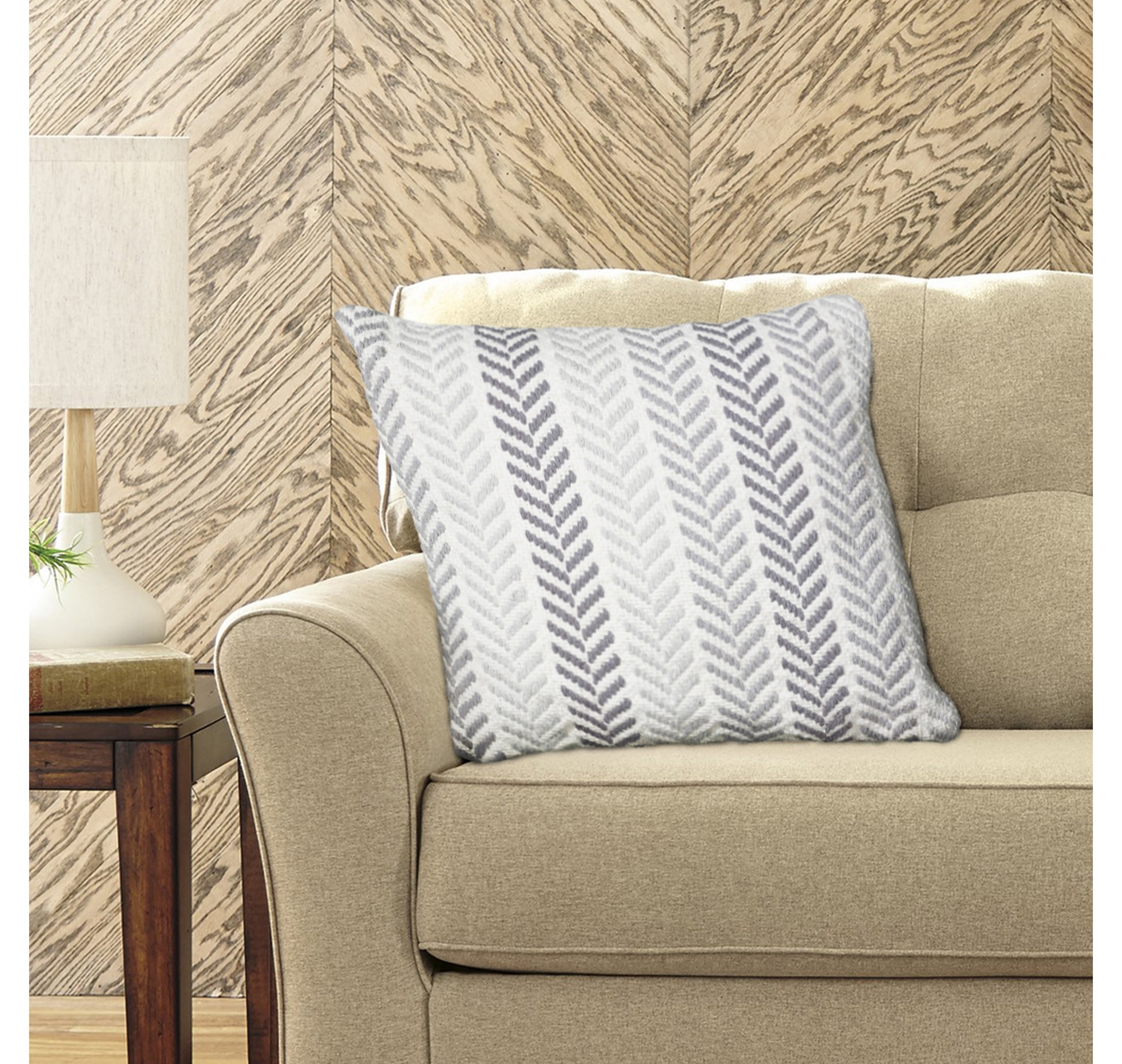 Ox Bay Ariya Gray/Ivory Chevron Cotton Adult Decorative Throw Pillow Cover