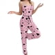 thumbnail image 1 of Pijama de Dos Piezas con Top Corto con Estampado de Corazones y Pantalones Anchos para Mujer. Ropa de Dormir para Estar en Casa. Amor Negro y Rosa L, 1 of 7