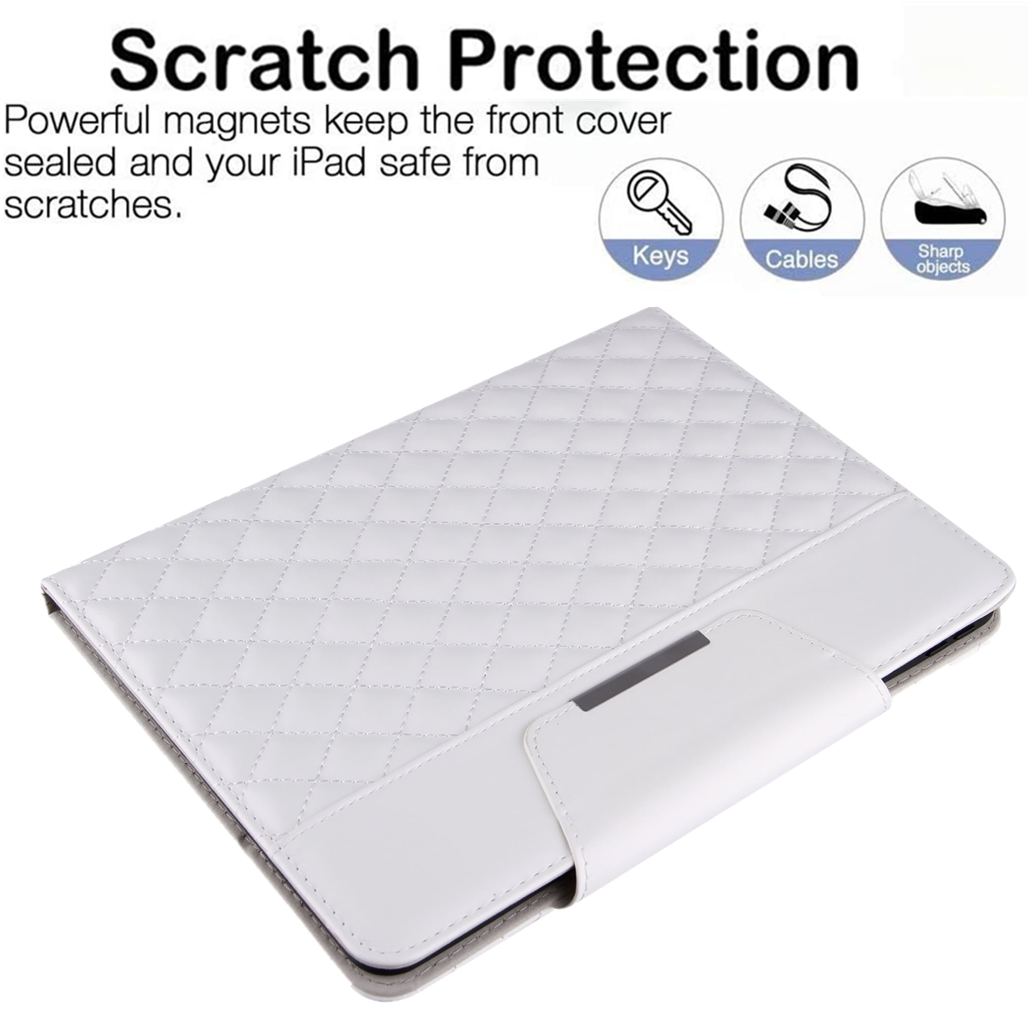 Dteck Case for iPad 10th Generation Case 10.9 Inch 2022, Premium Leather Folio Stand Cover with Pencil Holder Hand Strap - Auto Wake/Sleep and Multiple Viewing Angles,White