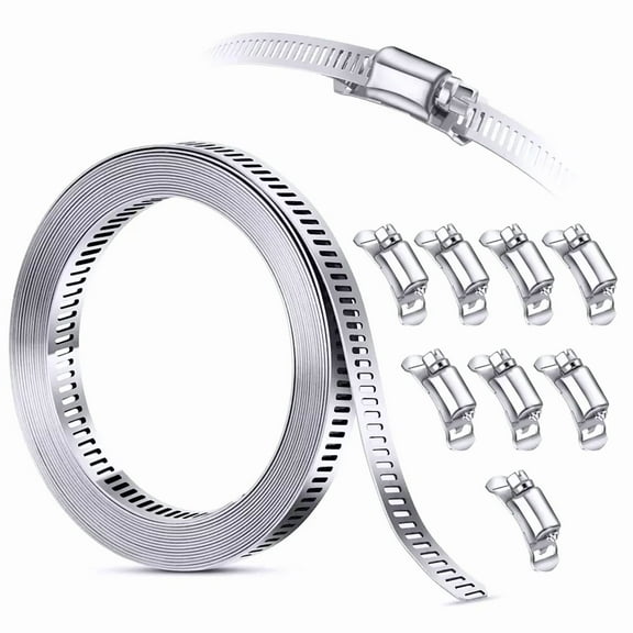 Fyna -304 Stainless Steel Hose Clamp Assortment Kit Diy Cut-To-Fit 12 Ft Metal