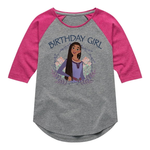 Disney Wish - Celebration - Birthday Girl - Toddler & Youth Girls Raglan Graphic T-Shirt