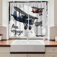 thumbnail image 2 of Ambesonne Airplane Kitchen Curtains, Retro Bon Voyage, 55"x39", Blue Red Grey, 2 of 3
