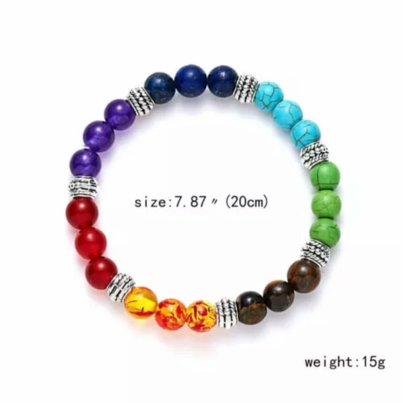 GKNET 7 Chakra Healing Balance Beaded Bracelet Lava Yoga Reiki Prayer Stones Gift New-7 chakra stone