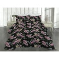thumbnail image 2 of Ambesonne Flowers Boho Quilted Coverlet 3 Pcs, Night Roses Artwork, Queen Size, Pink Reseda Green, 2 of 4