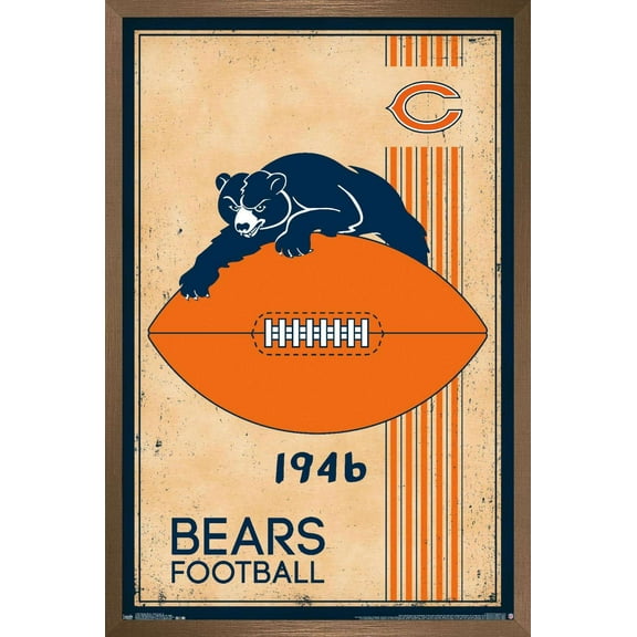 NFL Chicago Bears - Retro Logo 14 Wall Poster, 22.375" x 34", Framed