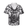 thumbnail image 3 of Goofa Monochrome Deer Floral Hawaiian Shirt for Men, Unisex Summer Beach Casual Short Sleeve Button Down Shirts,Aloha Tropical Floral print shirt-Large, 3 of 9