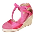 thumbnail image 6 of Pandaie Closed Toe Sandals for Women 3.35 Inch Wedge Platform Espadrilles Heels Lace up Summer Beach Dressy Walking Shoes Size 6-10, 6 of 8