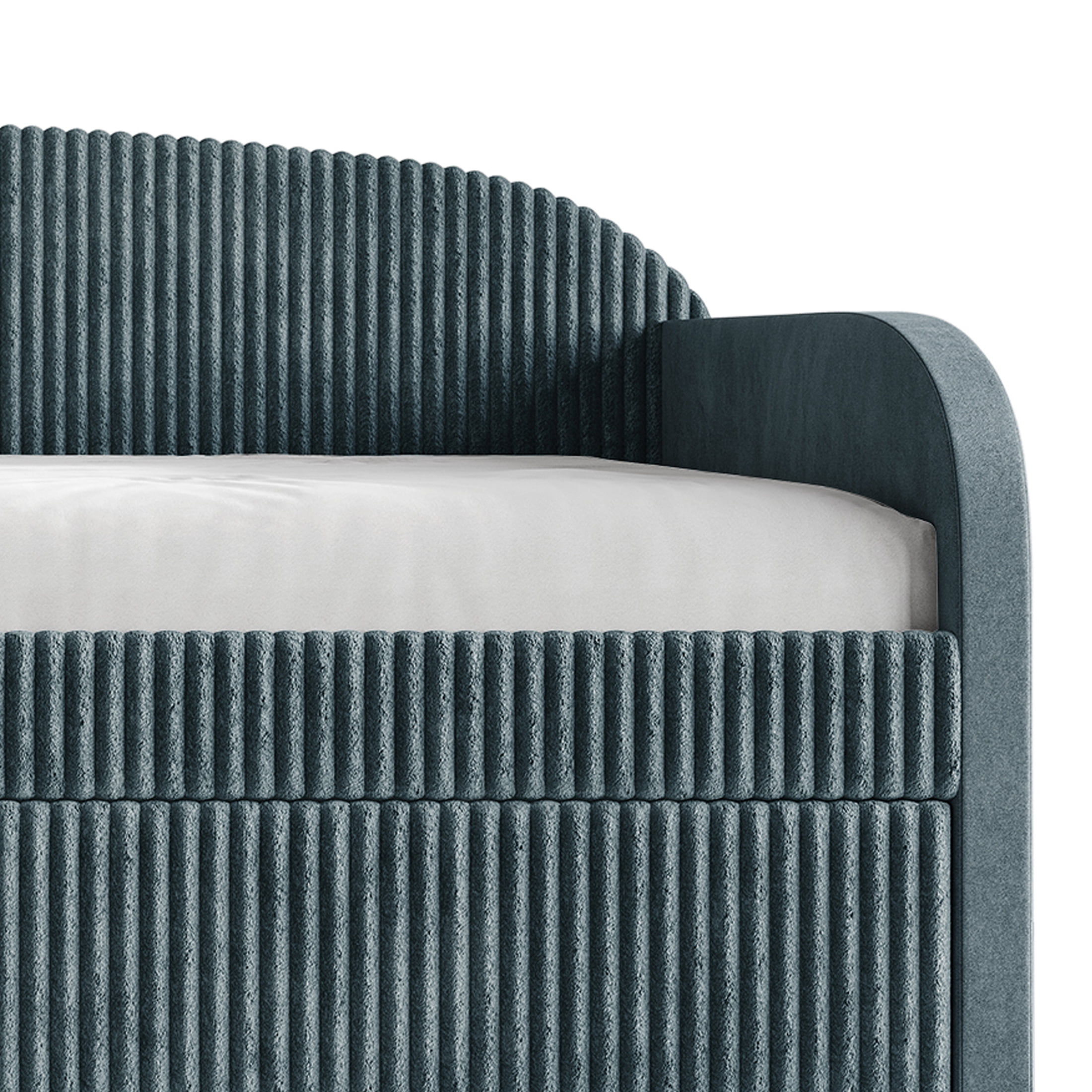 Castle Place Corduroy Luxe Twin Daybed with 2 Storage Drawers, Light Blue