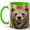 Green, variant on Jeweled Bear Coffee Mug, Woodland Animal Mug, Ceramic 11 oz