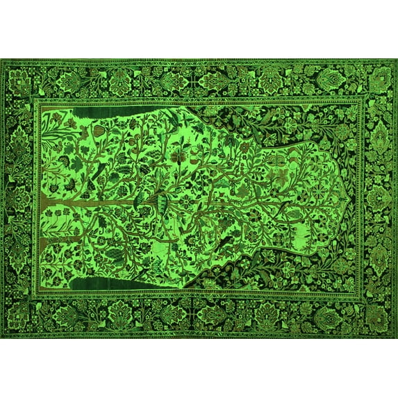 Ahgly Company Indoor Rectangle Persian Green Traditional Area Rugs, 2' x 4'