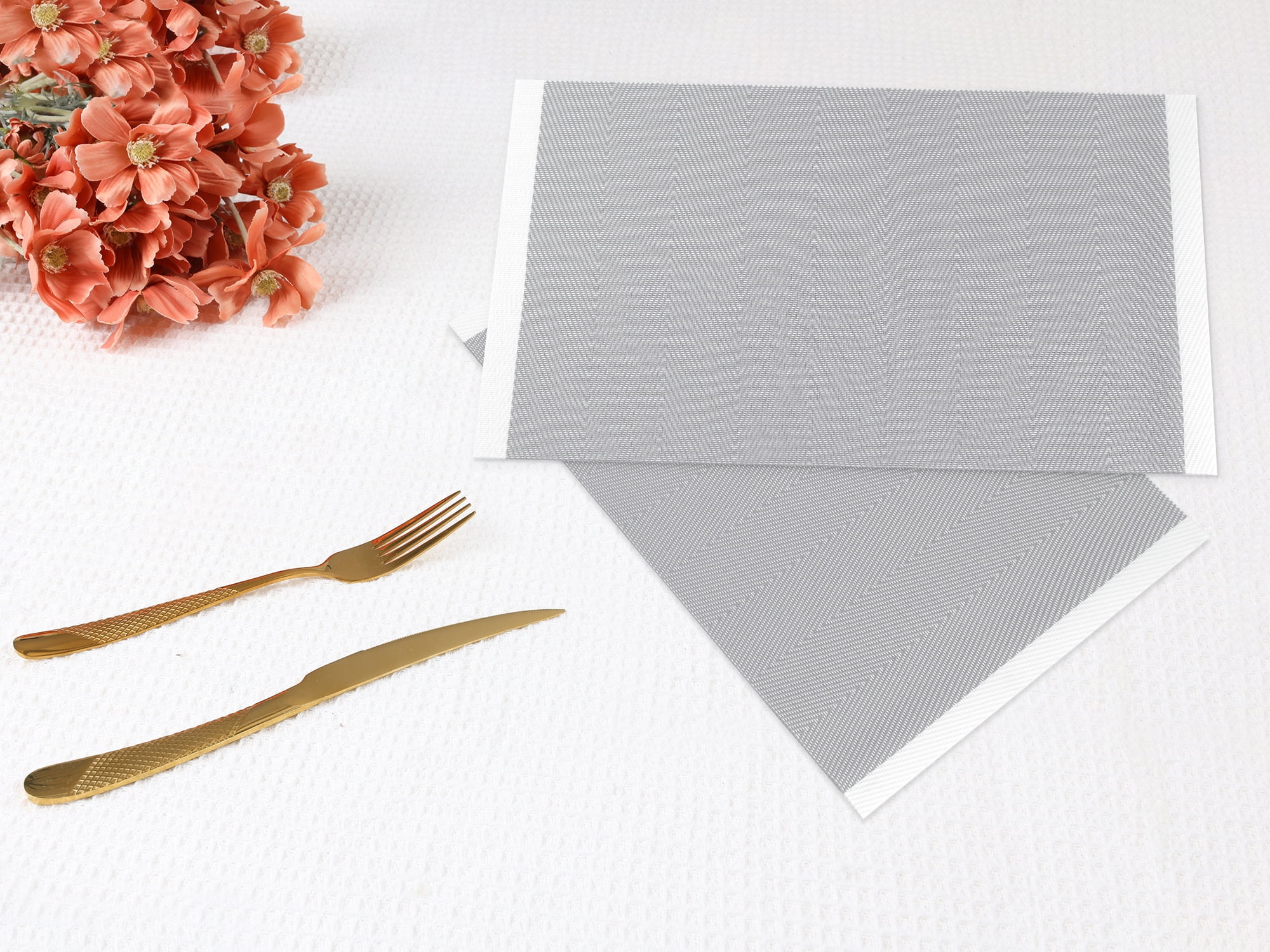 Unique Bargains Set of 6 Placemats for Kitchen Dining Table Decor Washable Gray