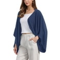 thumbnail image 4 of INSPIRE CHIC Women's Linen Fall Cardigan 3/4 Sleeve Open Front Loose Cover Ups Lightweight Shrug S Dark Blue, 4 of 6