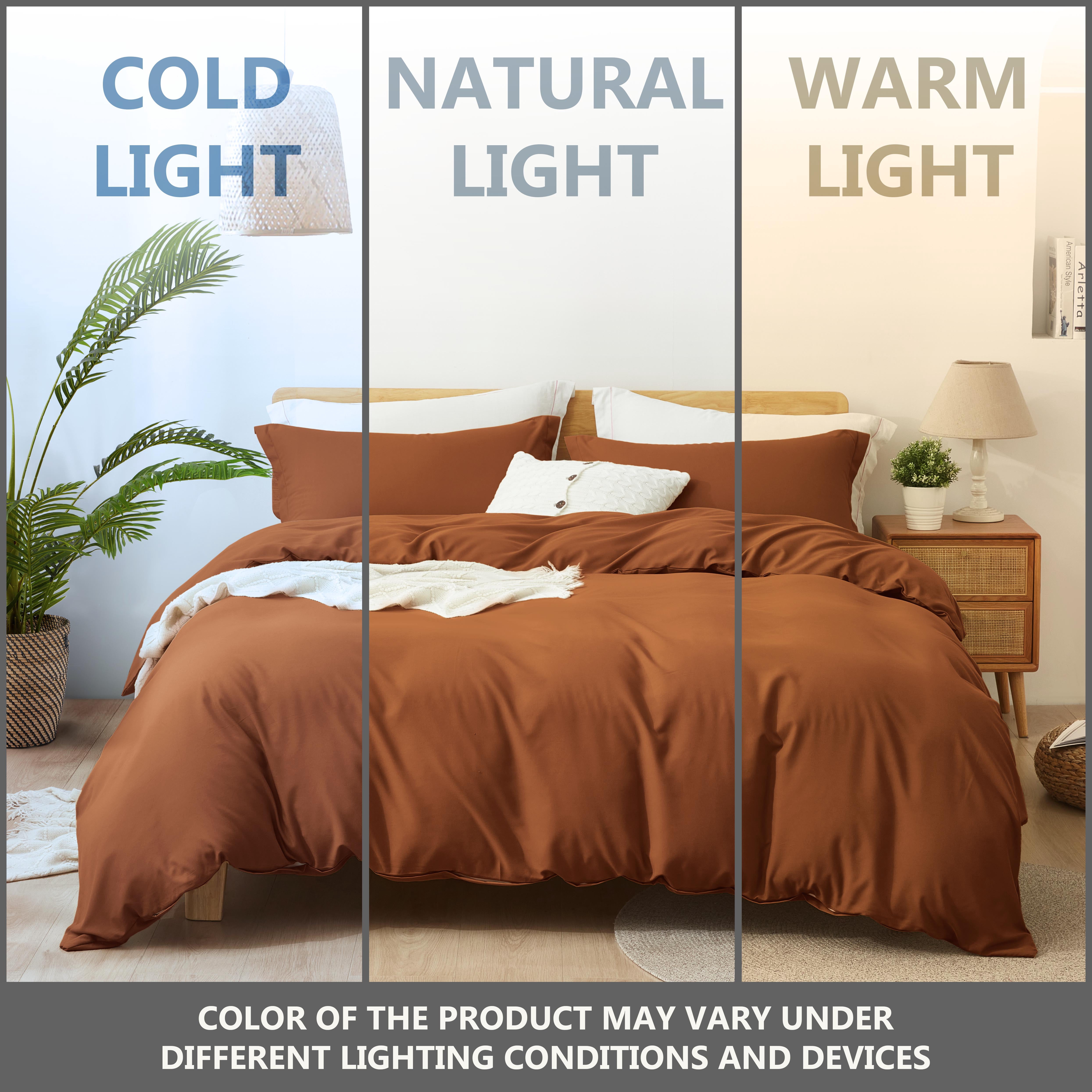 Alazuria Duvet Cover Set Soft Prewashed Microfiber with zipper and 4 corner ties Caramel Terracotta color Twin size ( 90" x 68" )