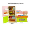 18 Inch Doll Furniture | Amazing Green and Pink Kitchen Oven/Stove/Sink Combo and Refrigerator Value Pack with over 20 Wooden Food Pieces and Accessories | Fits American Girl Dolls