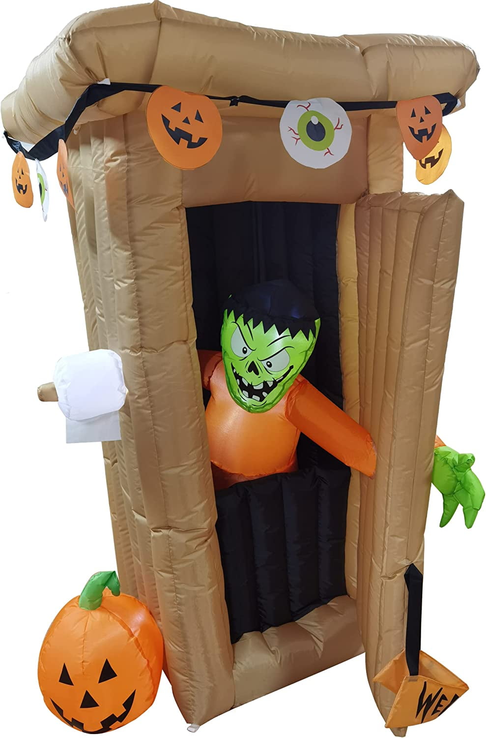 CozyBox 6FT Halloween Animated LED Inflatable Spooky Outhouse with