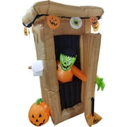 6FT Halloween Animated LED Inflatable Spooky Outhouse with Monster Holiday Yard Decoration