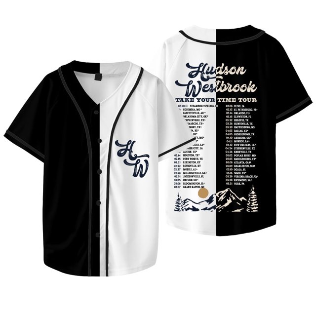 Hudson Westbrook Take Your Time Tour Merch Veste de Baseball Tee Unisexe Col en V Manches Courtes T-Shirts, Style 9,m