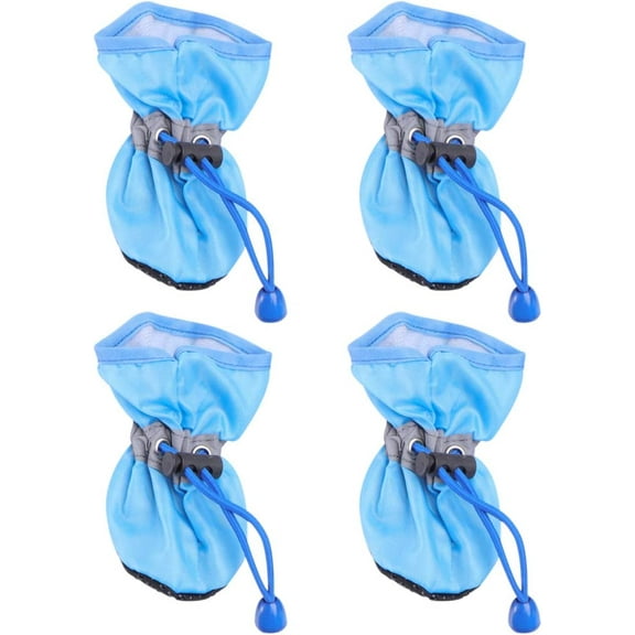 4 Pcs Waterproof Slip Dog Boots All Seasons Pet Booties for Small to Medium Dogs Size XXXL (Blue)