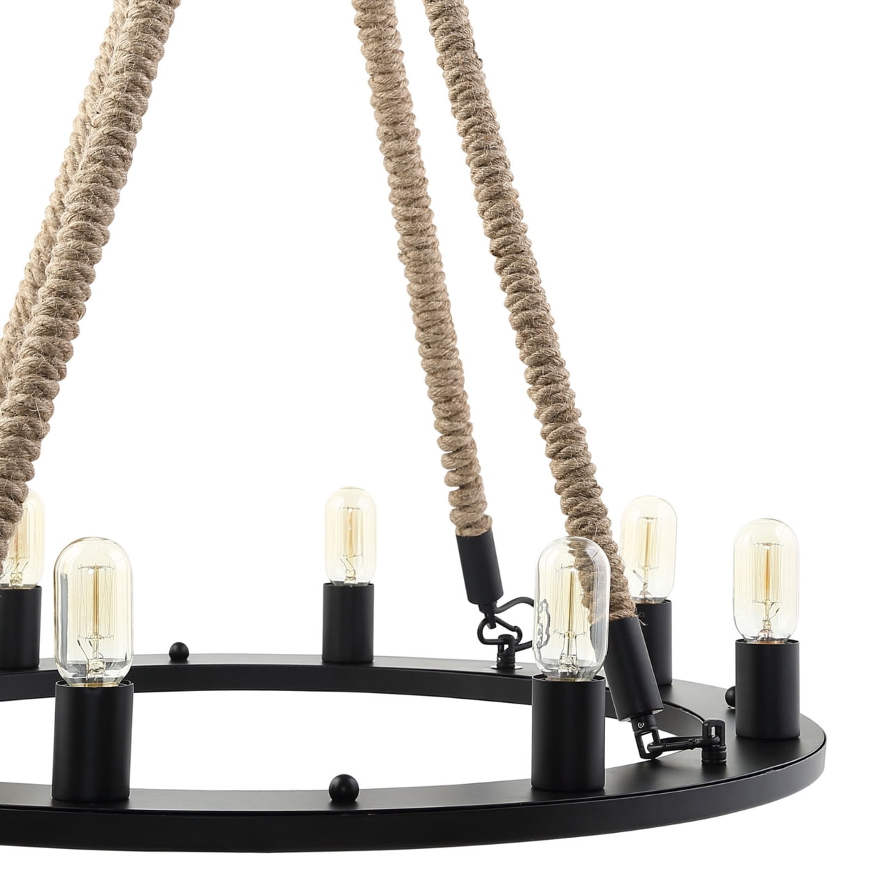 Modway Encircle 8-Light Modern Metal Chandelier in Black Finish