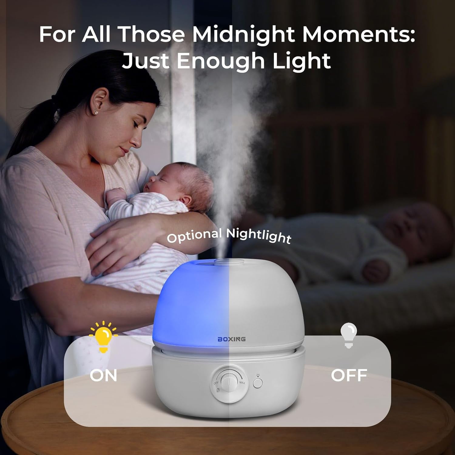 BOXING 3L Top Fill Humidifiers for Bedroom Baby with 12-Pack Replacement Filters