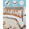 thumbnail image 3 of Quilts Queen Size Bedding Set, Burnt Orange Pumpkins Thanksgiving Reversible Summer Quilt 3 Pieces, Fall Eucalyptus Leaves Rustic Botanical Lightweight Bedspreads Coverlets with 2 Pillow Shams, 3 of 5