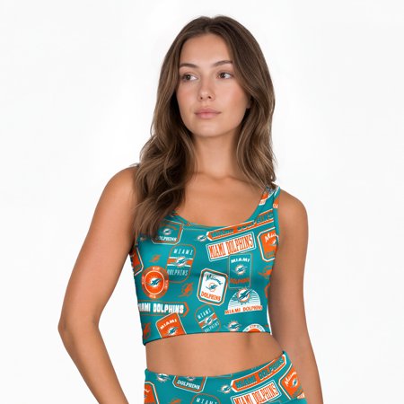 Women s Concepts Sport Aqua Miami Dolphins Grady Allover Print Bralette