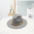 thumbnail image 5 of Women Men Wide Brim Western Cowboy Cowgirl Fedora Hat with Chain Belt Buckle, 5 of 6