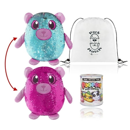 Benji Bear 14 Inch Shimmeez Sequin Plush and Unicorn Slime with Exclusive Pack A Hatch
