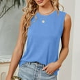thumbnail image 3 of Scyoekwg Tank Top for Women Crew Neck Basic Tank Tops Trendy Casual Comfy Lightweight Sleeveless T Shirts Ladies Blouses Solid Color Loose Blouses (Sky Blue,XXL), 3 of 8