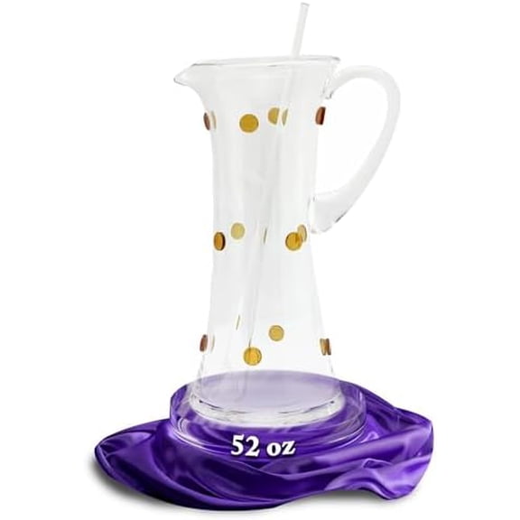 GAC Tall Glass Martini Pitcher with Spout – 52oz Clear Glass Cocktail Pitcher for Mixing – Elegant Durable Design for Drinks, Iced Tea, and Cocktails – Ideal Present