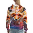 thumbnail image 7 of Daiia Color Splash Fox Portrait Pattern Women's Fashion Hoodies & Sweatshirts with Kangaroo Pocket Hooded Sweatshirt with Eye-catching Drawstrings-X-Large, 7 of 7