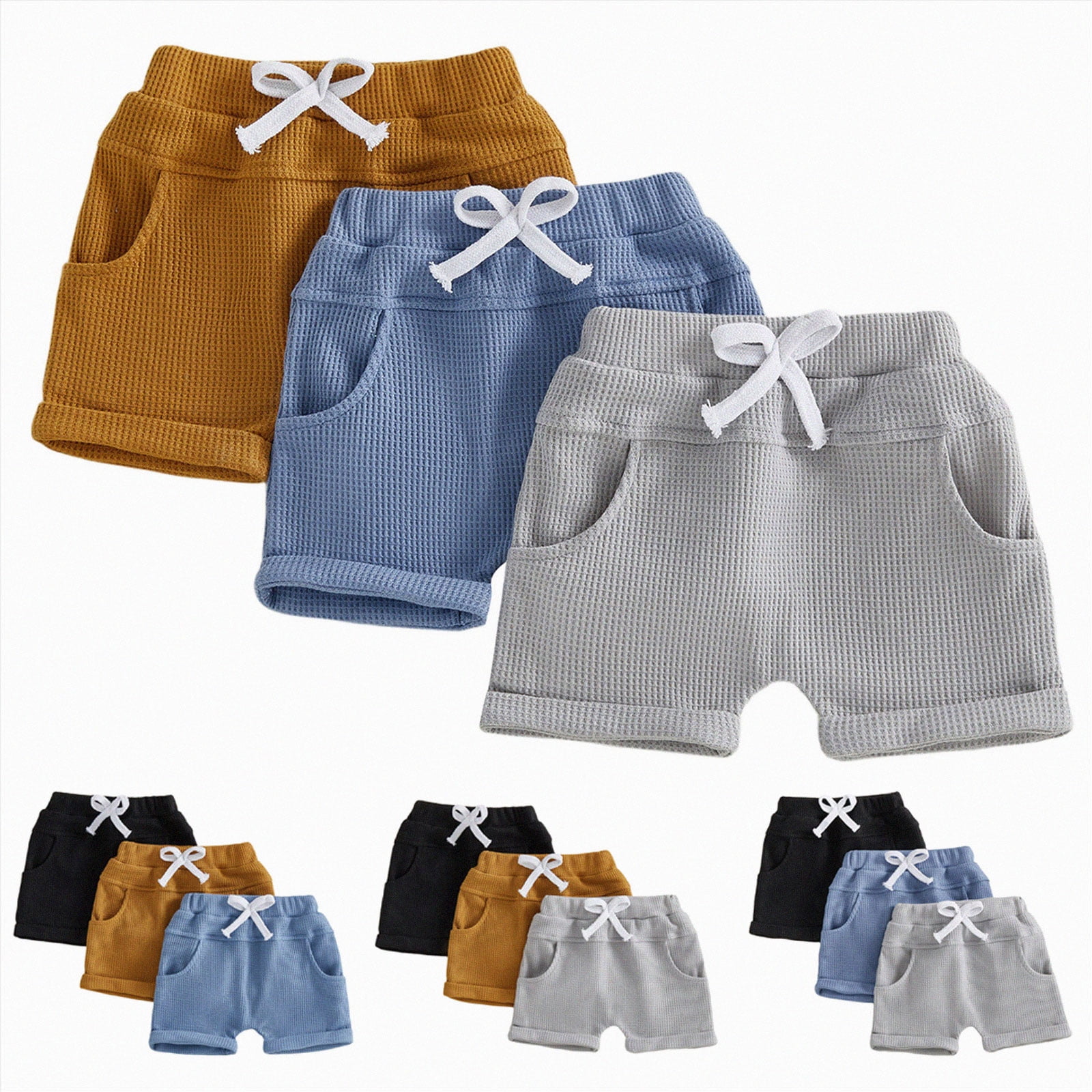 2-3 Years Baby Boys Pull Jogger Shorts Knit Shorts Classic Fit Elastic Waist Toddler Shorts Kids Multipacks Pants Blue Pants