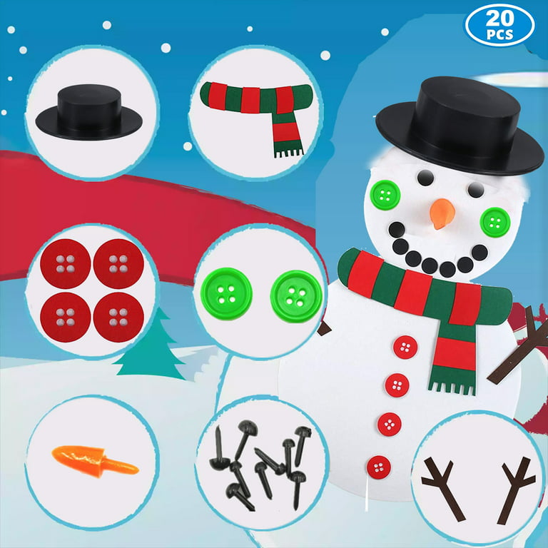 20PCS Mini Snowman Making Christmas DIY Decorating Kit for 2-4Y Unisex  Toddler, Build & Decorate Your Snowman