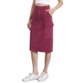 thumbnail image 4 of INSPIRE CHIC Women's Skirt High Waist Elastic Back Corduroy Midi Skirts L Burgundy, 4 of 6
