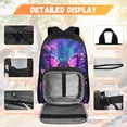 thumbnail image 3 of HUIACONG Kids Backpack Set 4-IN-1 Neon Purple Butterfly for 6-12 Boys Girls Spine Protective School Backpack Detachable Lunch Box Pencil Case Water Bottle Holder Lightweight, 3 of 7