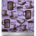 thumbnail image 2 of Soimoi Rayon Crepe Fabric Tea & Coffee Cups Print Fabric by Yard 46 Inch Wide, 2 of 3