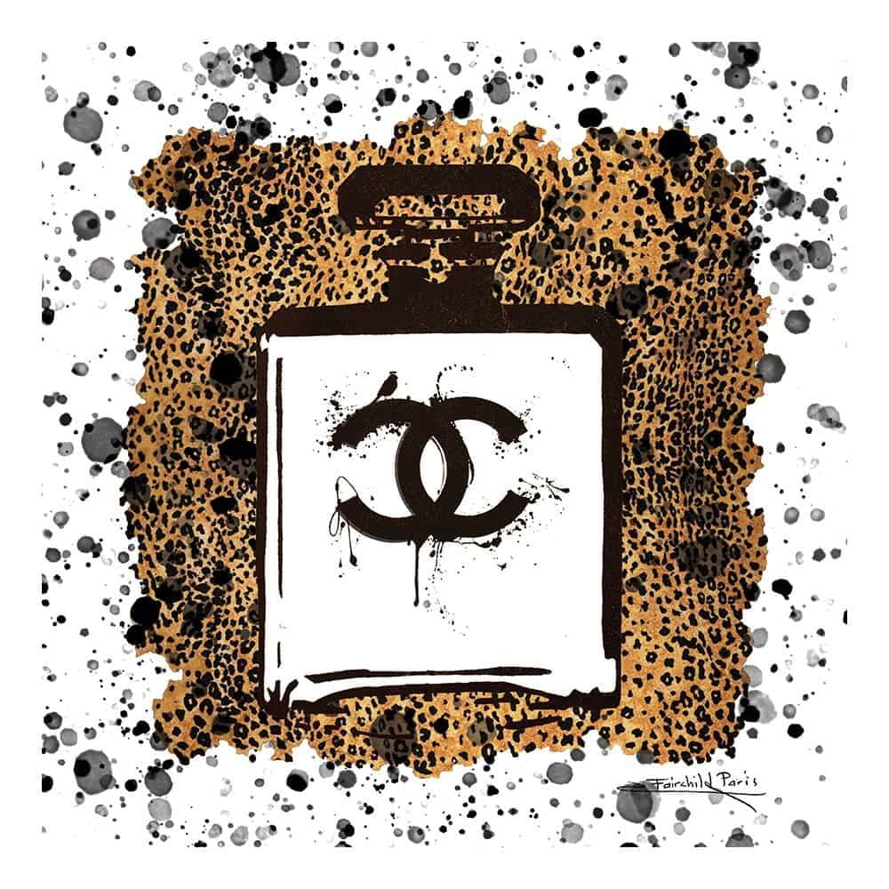 Fashion Perfume Bottle, Canvas Animal Print - 14"X14" Artwork - Multi-Color 14 x 14