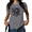 2-Grey, variant on UNISHE Women's Triple Skull Graphic T-Shirt Stacked Floral Botanical Art Tee Dark Summer Black Top