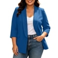 thumbnail image 2 of QINGFSAP Womens Plus Size 3/4 Sleeve Blazer Open Front Lapel with Pockets Lined Casual Work Jacket, 2 of 8