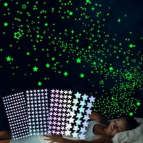 Glow in the Dark Stickers, Color Changing Star Decals for Kids Bedroom Decor, Party Wall Decorations, Reusable Fluorescent Stickers for Windows and Walls