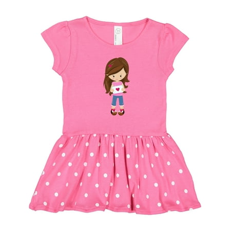 

Inktastic Valentine s Day Girl Girl in Love Brown Hair Gift Toddler Girl Dress