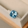 thumbnail image 3 of Swiss blue topaz ring, cushion cut, sterling silver, gemstone, 3 of 5