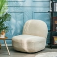 thumbnail image 3 of White Boucle Swivel Lounge Chair Modern Design Style Living Room, 3 of 11